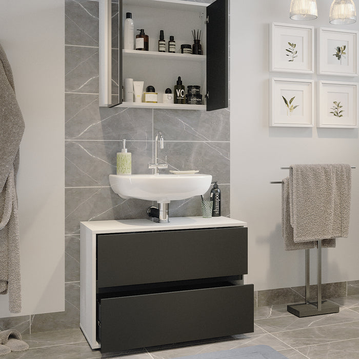 Vicco Set di mobili da bagno Bianco/antracite 2 parti