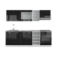 Vicco Cucina componibile Nero lucido 240 cm , PL Marmo