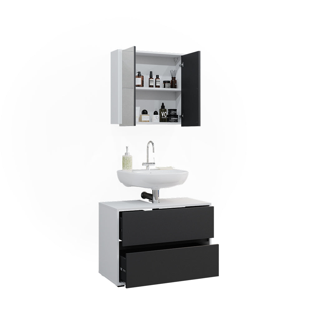 Vicco Set di mobili da bagno Bianco/antracite 2 parti