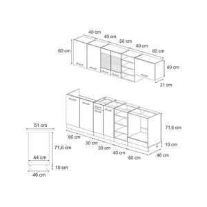 Vicco Cucina componibile Blu-grigio/bianco 240 cm senza piano di lavoro