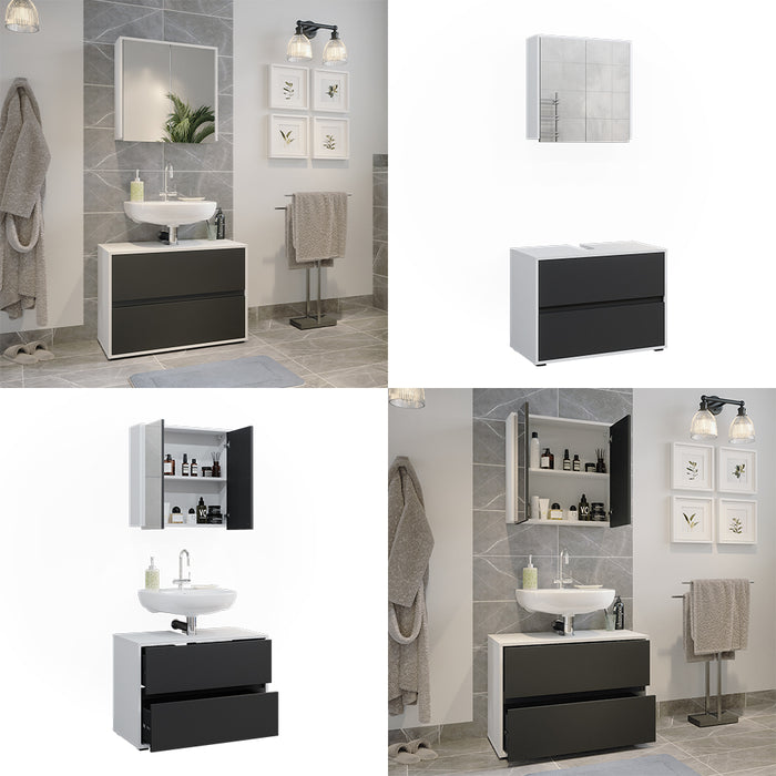 Vicco Set di mobili da bagno Bianco/antracite 2 parti