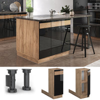 Vicco Isola cucina Rovere nero lucido 30 cm Senza piano di lavoro