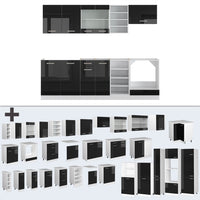 Vicco Cucina componibile Nero lucido/bianco 240 cm senza piano di lavoro