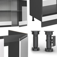 Vicco Cucina angolare completa Bianco 257 x 60 cm Forma a J, senza piano di lavoro