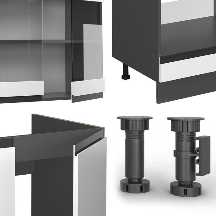 Vicco Cucina angolare completa Bianco 257 x 60 cm Forma a J, senza piano di lavoro