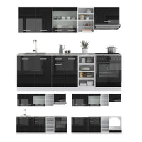 Vicco Cucina componibile Nero lucido 240 cm , PL Marmo