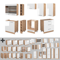 Vicco Cucina componibile Bianco lucido/oro power oak 235 cm , PL Marmo