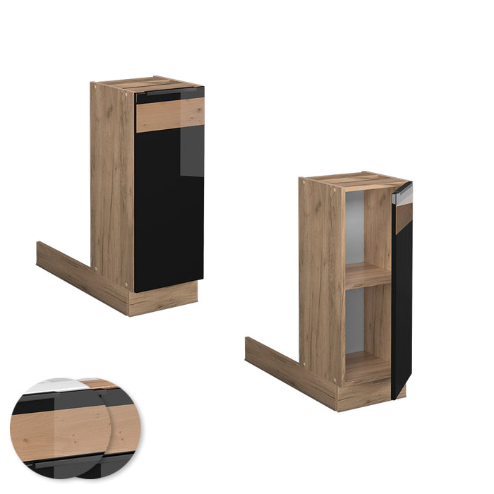 Vicco Isola cucina Rovere nero lucido 30 cm Senza piano di lavoro