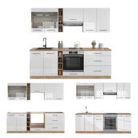 Vicco Cucina componibile Bianco lucido/oro power oak 235 cm , PL Rovere