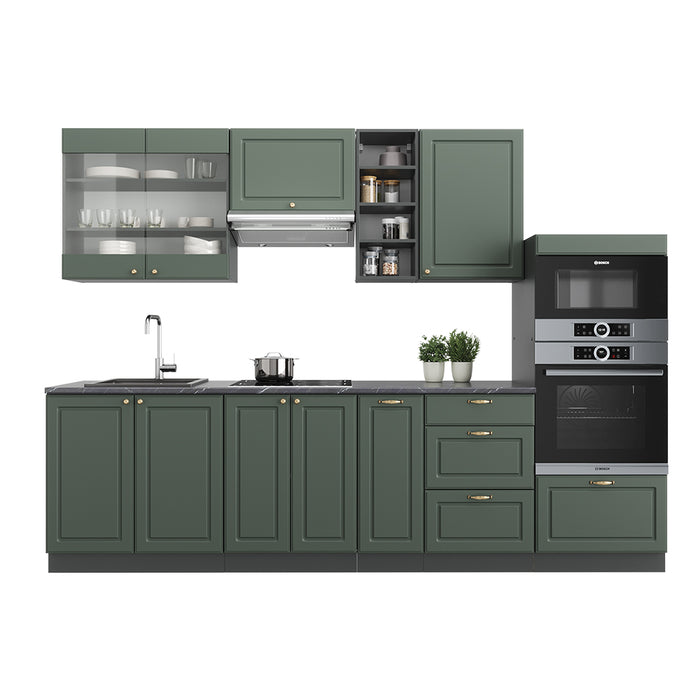 Vicco Cucina componibile Verde-oro Country House/Antracite 280 cm , PL Marmo