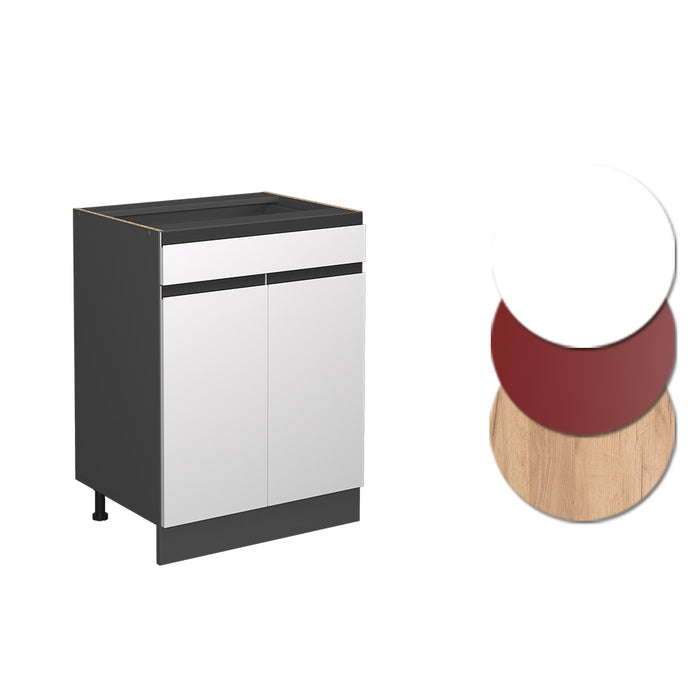 Vicco Mobiletto base per cucina Bianco 60 cm Forma a J, con cassetto, senza piano di lavoro