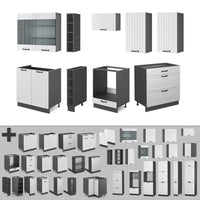 Vicco Cucina componibile Bianco casa di campagna/antracite 235 cm , PL Rovere