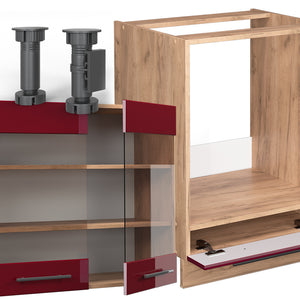 Vicco Cucina angolare completa Bordeaux lucido/rovere dorato 227 x 287 cm , PL Rovere