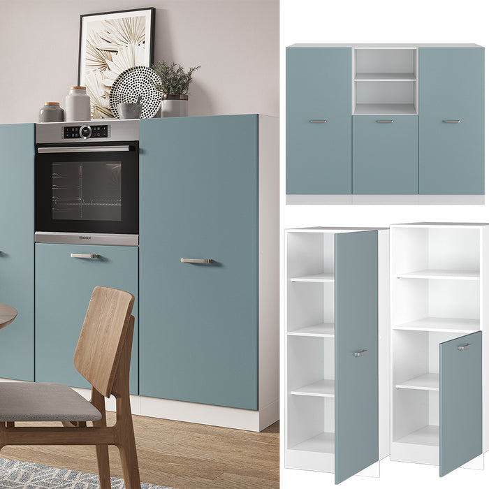 Vicco Cucine componibili piccole Blu-grigio/bianco 180 cm senza piano di lavoro