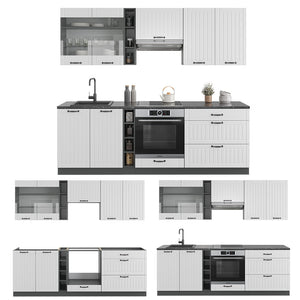 Vicco Cucina componibile Bianco casa di campagna/antracite 235 cm , PL Rovere