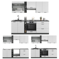 Vicco Cucina componibile Bianco casa di campagna/antracite 235 cm , PL Marmo