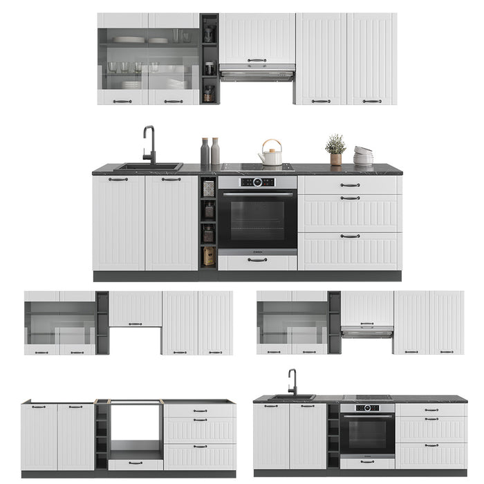 Vicco Cucina componibile Bianco casa di campagna/antracite 235 cm , PL Marmo