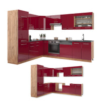 Vicco Cucina angolare completa Bordeaux lucido/rovere dorato 227 x 287 cm , PL Antracite