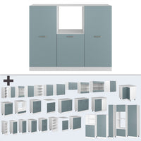 Vicco Cucine componibili piccole Blu-grigio/bianco 180 cm senza piano di lavoro