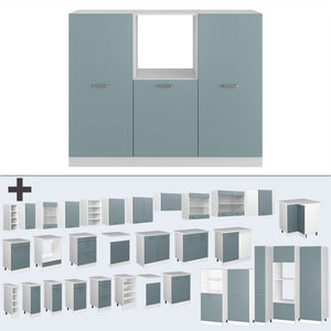 Vicco Cucine componibili piccole Blu-grigio/bianco 180 cm senza piano di lavoro