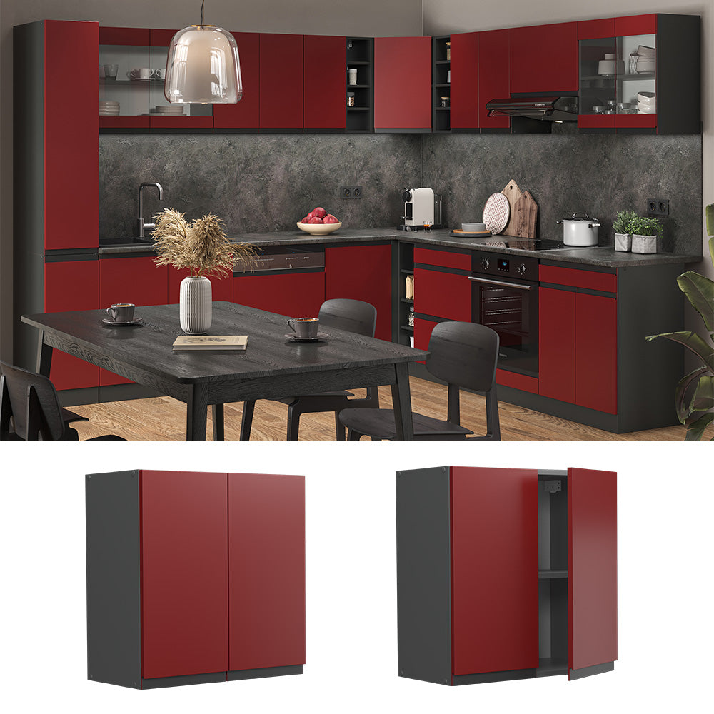Vicco Pensile da cucina Rosso 60 cm Forma a J