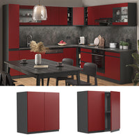 Vicco Pensile da cucina Rosso 60 cm Forma a J