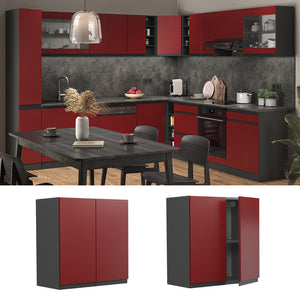 Vicco Pensile da cucina Rosso 60 cm Forma a J