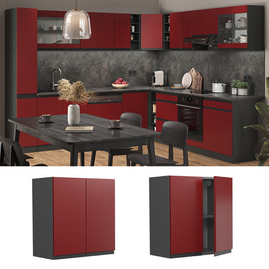 Vicco Pensile da cucina Rosso 60 cm Forma a J