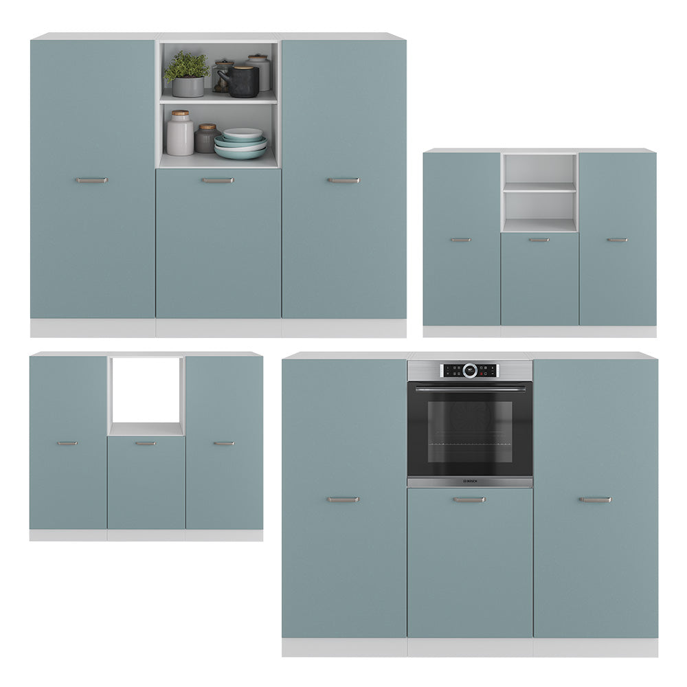 Vicco Cucine componibili piccole Blu-grigio/bianco 180 cm senza piano di lavoro