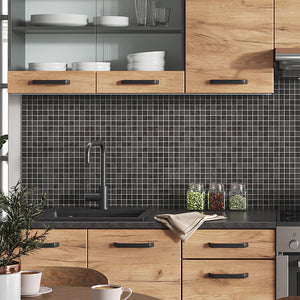 Vicco Mobile da cucina Quercia dorata/antracite 240 cm , PL Fantasia nera con striscia LED