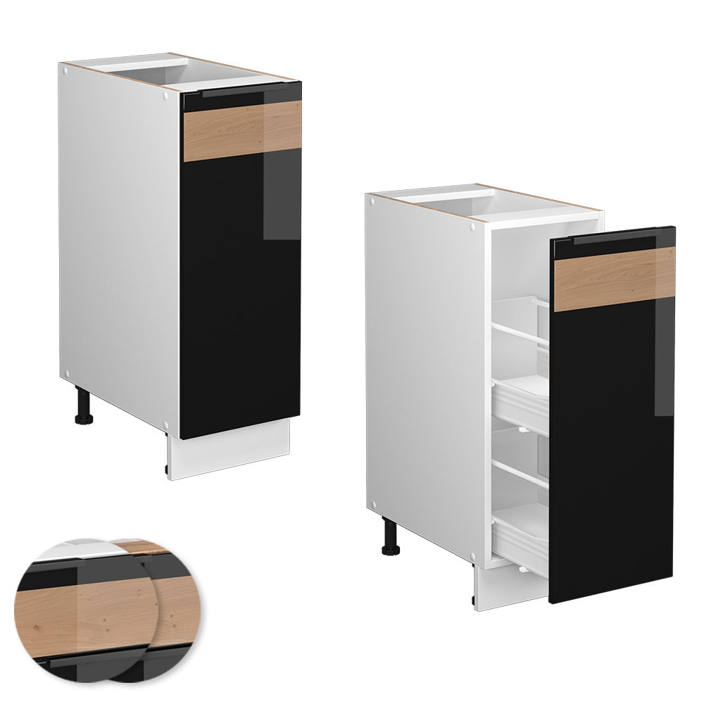 Vicco Armadio cucina dispensa alto Rovere nero lucido 30 cm , PL Antracite
