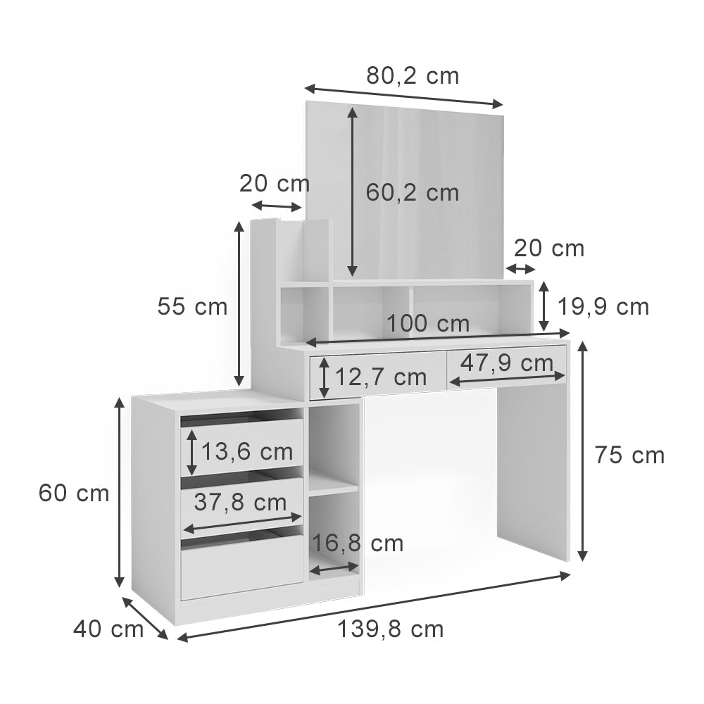 Vicco Tavola da toeletta Bianco 139.8 cm