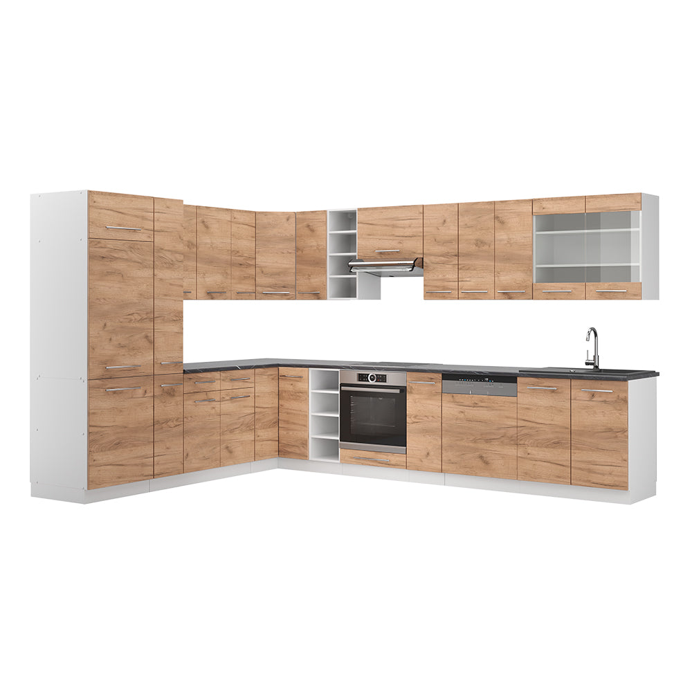 Vicco Cucina angolare completa Quercia dorata/bianco 347 x 257 cm , PL Antracite