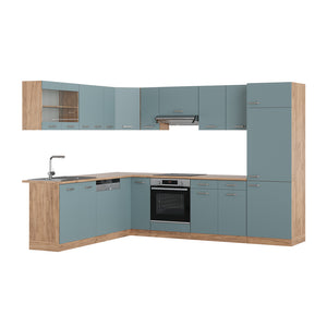 Vicco Cucina angolare completa Rovere blu-grigio/oro 227 x 287 cm , PL Rovere