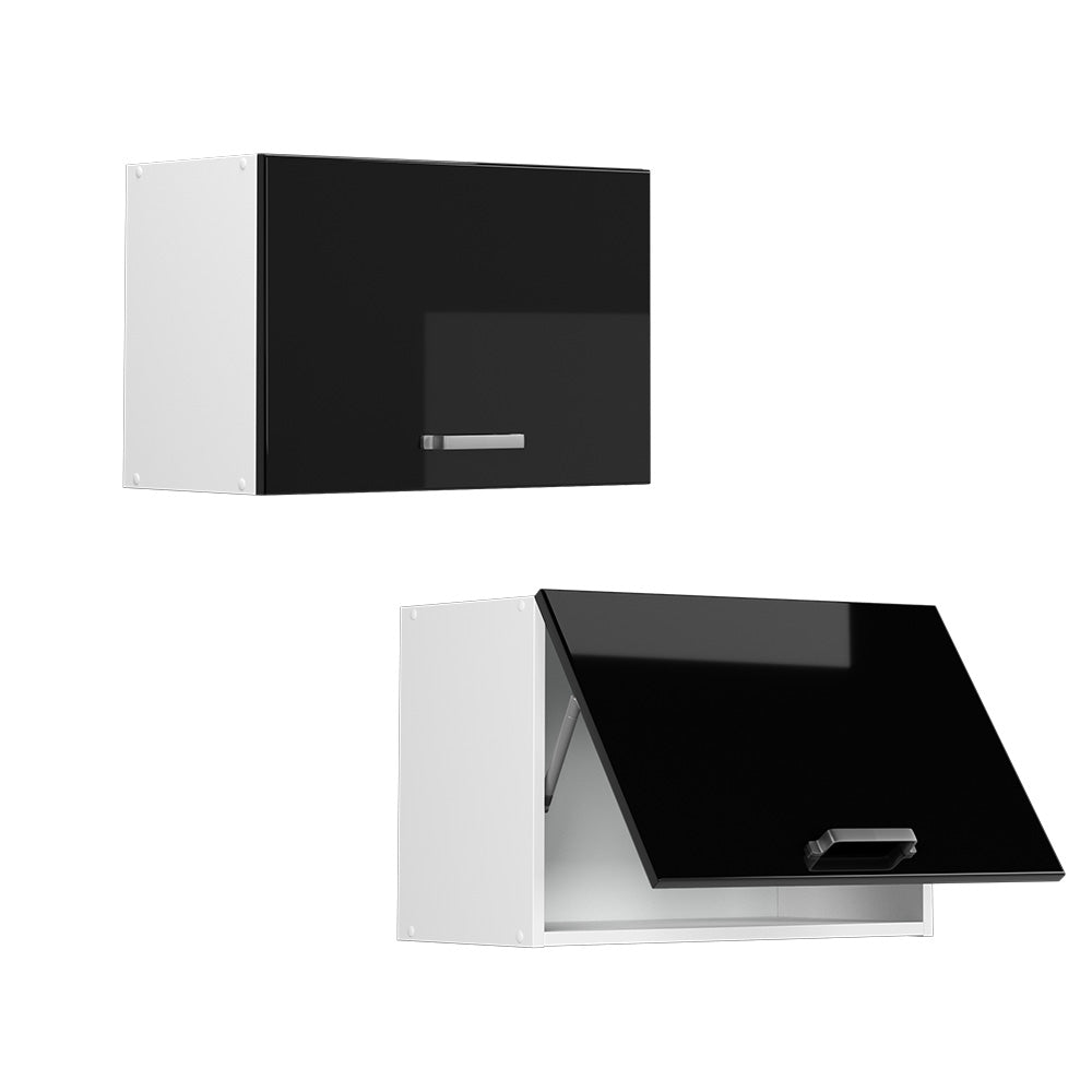 Vicco Pensile universale Nero lucido 60 cm con porta a ribalta