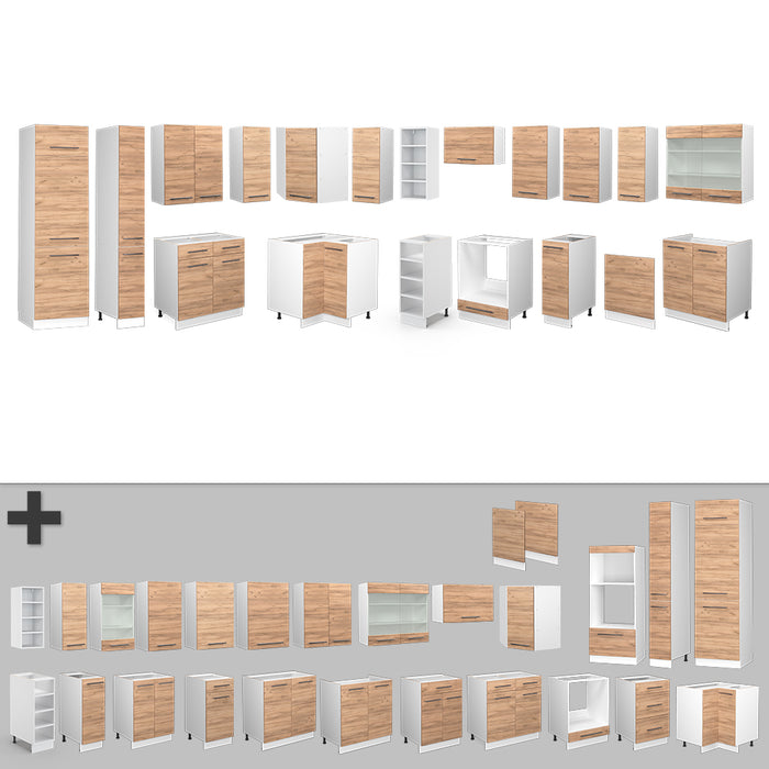 Vicco Cucina angolare completa Quercia dorata/bianco 347 x 257 cm , PL Marmo