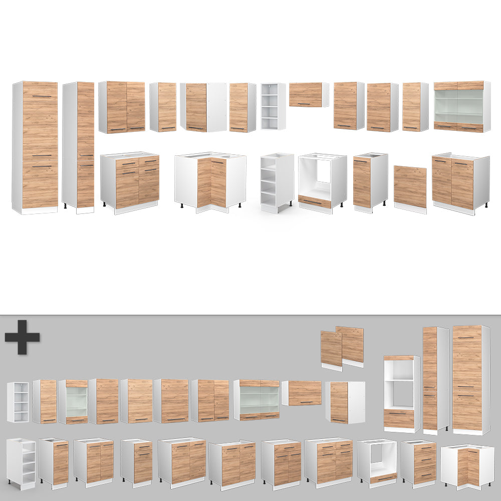 Vicco Cucina angolare completa Quercia dorata/bianco 347 x 257 cm , PL Rovere