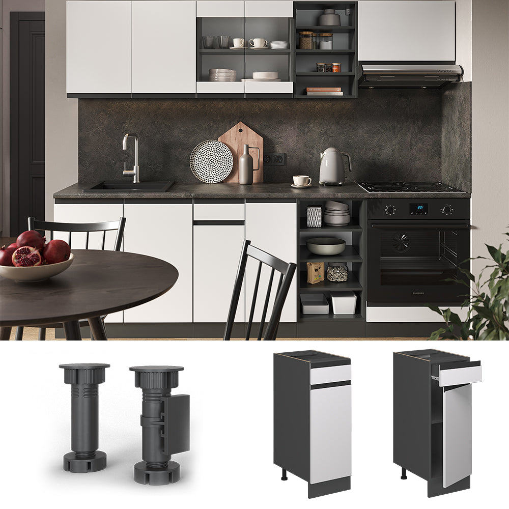 Vicco Mobiletto base per cucina Bianco 30 cm , PL Rovere