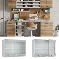 Vicco Pensile universale Calcestruzzo 80 cm con ante in vetro