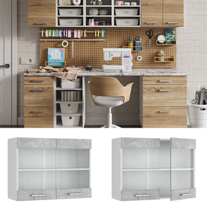 Vicco Pensile universale Calcestruzzo 80 cm con ante in vetro