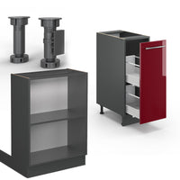 Vicco Isola cucina Bordeaux lucido/antracite 90 cm con cassetto, senza piano di lavoro