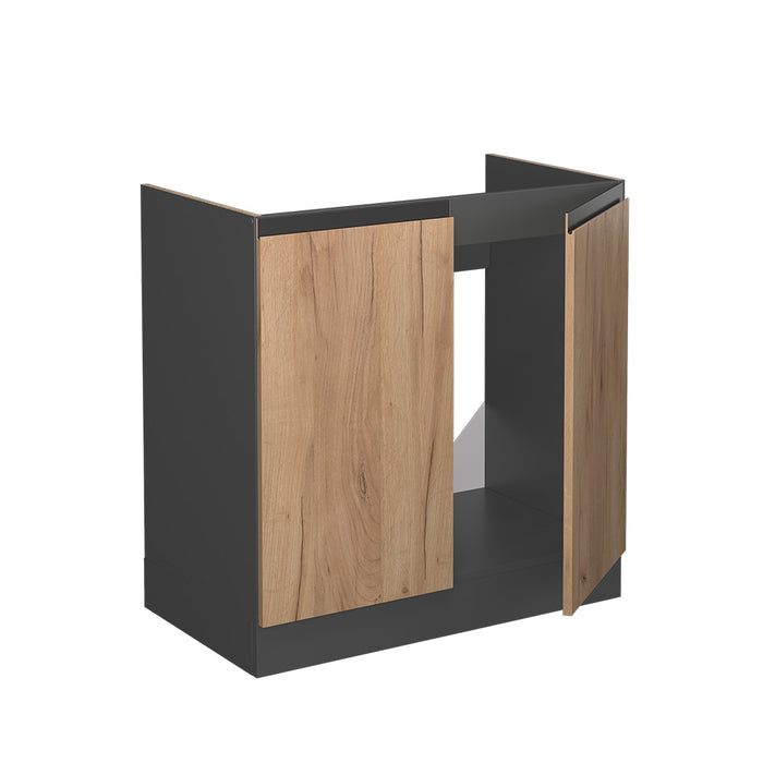 Vicco Mobile lavello cucina Quercia dorata 80 cm Forma a J, senza piano di lavoro