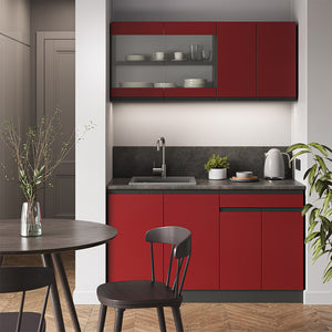 Vicco Cucina completa Rosso/antracite 140 cm Forma a J