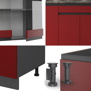 Vicco Cucina monoblocco Rosso/antracite 140 cm , PL Antracite