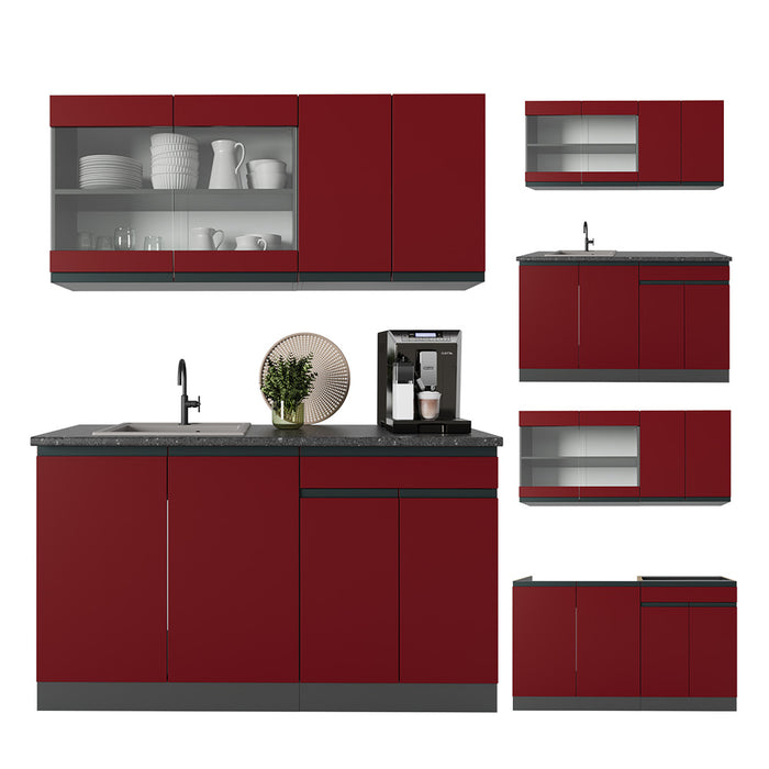 Vicco Cucina monoblocco Rosso/antracite 140 cm , PL Antracite