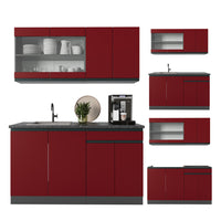 Vicco Cucina monoblocco Rosso/antracite 140 cm , PL Rovere