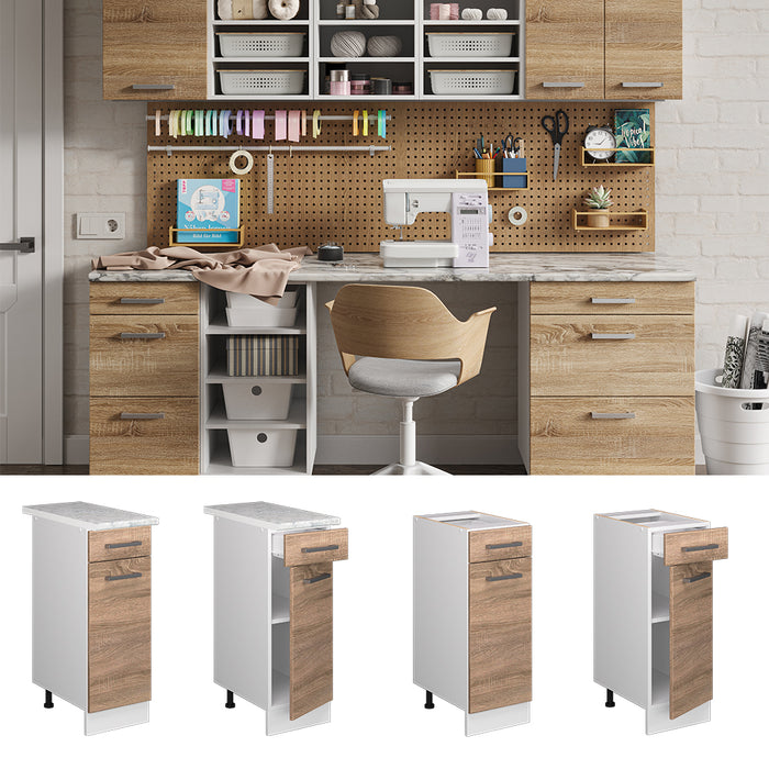 Vicco Base universale Sonoma 30 cm con cassetto, con piano di lavoro