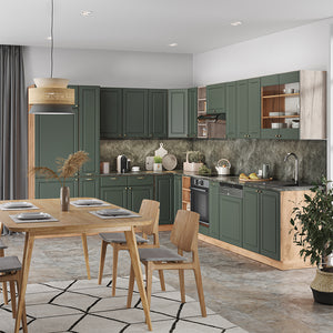 Vicco Cucina angolare completa Quercia verde-oro Country/oro Power 347 x 257 cm , PL Rovere