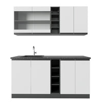 Vicco Cucina completa Bianco/antracite 160 cm Forma a J