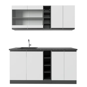 Vicco Cucina completa Bianco/antracite 160 cm Forma a J